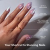 Glamnetic Press On Nails – Medium Coffin Fake Nails | Glazed Red Press On Nails, Salon Quality Kit with Glue | Runway Red – 30 Nail Set in 15 Sizes(2D – Iconic Oyster)