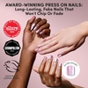Glamnetic Press On Nails – Medium Coffin Fake Nails | Glazed Red Press On Nails, Salon Quality Kit with Glue | Runway Red – 30 Nail Set in 15 Sizes(2E – Oyster Baby)