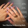 Glamnetic Press On Nails – Medium Coffin Fake Nails | Glazed Red Press On Nails, Salon Quality Kit with Glue | Runway Red – 30 Nail Set in 15 Sizes(2G – Timeless Oyster)