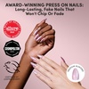 Glamnetic Press On Nails – Medium Coffin Fake Nails | Glazed Red Press On Nails, Salon Quality Kit with Glue | Runway Red – 30 Nail Set in 15 Sizes(2G – Timeless Oyster)