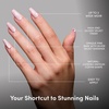 Glamnetic Press On Nails – Medium Coffin Fake Nails | Glazed Red Press On Nails, Salon Quality Kit with Glue | Runway Red – 30 Nail Set in 15 Sizes(3F – Pink Secret)