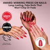 Glamnetic Press On Nails – Medium Coffin Fake Nails | Glazed Red Press On Nails, Salon Quality Kit with Glue | Runway Red – 30 Nail Set in 15 Sizes(4A – It-Girl Red)