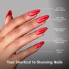 Glamnetic Press On Nails – Medium Coffin Fake Nails | Glazed Red Press On Nails, Salon Quality Kit with Glue | Runway Red – 30 Nail Set in 15 Sizes(4A – It-Girl Red)