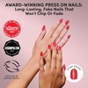 Glamnetic Press On Nails – Medium Coffin Fake Nails | Glazed Red Press On Nails, Salon Quality Kit with Glue | Runway Red – 30 Nail Set in 15 Sizes(4B – Red Confidence)
