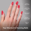 Glamnetic Press On Nails – Medium Coffin Fake Nails | Glazed Red Press On Nails, Salon Quality Kit with Glue | Runway Red – 30 Nail Set in 15 Sizes(4B – Red Confidence)
