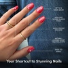 Glamnetic Press On Nails – Medium Coffin Fake Nails | Glazed Red Press On Nails, Salon Quality Kit with Glue | Runway Red – 30 Nail Set in 15 Sizes(4C – Statement Red)