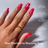 Glamnetic Press On Nails – Medium Coffin Fake Nails | Glazed Red Press On Nails, Salon Quality Kit with Glue | Runway Red – 30 Nail Set in 15 Sizes(4F – Runway Red)