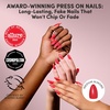 Glamnetic Press On Nails – Medium Coffin Fake Nails | Glazed Red Press On Nails, Salon Quality Kit with Glue | Runway Red – 30 Nail Set in 15 Sizes(4G – Fearless Red)
