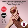 Glamnetic Press On Nails – Medium Coffin Fake Nails | Glazed Red Press On Nails, Salon Quality Kit with Glue | Runway Red – 30 Nail Set in 15 Sizes(5B – Berry Mood)