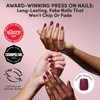 Glamnetic Press On Nails – Medium Coffin Fake Nails | Glazed Red Press On Nails, Salon Quality Kit with Glue | Runway Red – 30 Nail Set in 15 Sizes(5C – Berry Crush)
