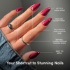 Glamnetic Press On Nails – Medium Coffin Fake Nails | Glazed Red Press On Nails, Salon Quality Kit with Glue | Runway Red – 30 Nail Set in 15 Sizes(5G – Berry Obsession)