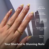 Glamnetic Press On Nails – Summer Fresco | Short Oval Fake Nails with Striped Blue French Tips & Lemon Accents | Salon Quality Summer Nails | 15 Sizes – 30 Nail Kit with Glue(Lady Luck)