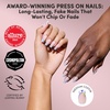 Glamnetic Press On Nails – Summer Fresco | Short Oval Fake Nails with Striped Blue French Tips & Lemon Accents | Salon Quality Summer Nails | 15 Sizes – 30 Nail Kit with Glue(Tuscan Twist)