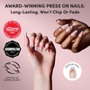 Glamnetic Press On Nails – Summer Fresco | Short Oval Fake Nails with Striped Blue French Tips & Lemon Accents | Salon Quality Summer Nails | 15 Sizes – 30 Nail Kit with Glue(Capri Coast)