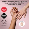 Glamnetic Press On Nails – Summer Fresco | Short Oval Fake Nails with Striped Blue French Tips & Lemon Accents | Salon Quality Summer Nails | 15 Sizes – 30 Nail Kit with Glue(Limonata)