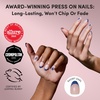 Glamnetic Press On Nails – Summer Fresco | Short Oval Fake Nails with Striped Blue French Tips & Lemon Accents | Salon Quality Summer Nails | 15 Sizes – 30 Nail Kit with Glue(Whale Waves)
