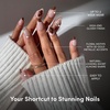 Glamnetic Press On Nails – Summer Fresco | Short Oval Fake Nails with Striped Blue French Tips & Lemon Accents | Salon Quality Summer Nails | 15 Sizes – 30 Nail Kit with Glue(Sunbaked)