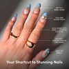 Glamnetic Press On Nails – Summer Fresco | Short Oval Fake Nails with Striped Blue French Tips & Lemon Accents | Salon Quality Summer Nails | 15 Sizes – 30 Nail Kit with Glue(Spirited Sky)