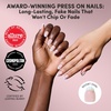 Glamnetic Press On Nails – Summer Fresco | Short Oval Fake Nails with Striped Blue French Tips & Lemon Accents | Salon Quality Summer Nails | 15 Sizes – 30 Nail Kit with Glue(Summer Fresco)