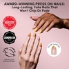 Glamnetic Press On Nails – Summer Fresco | Short Oval Fake Nails with Striped Blue French Tips & Lemon Accents | Salon Quality Summer Nails | 15 Sizes – 30 Nail Kit with Glue(Orange Pop)
