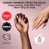 Glamnetic Press On Nails – Summer Fresco | Short Oval Fake Nails with Striped Blue French Tips & Lemon Accents | Salon Quality Summer Nails | 15 Sizes – 30 Nail Kit with Glue(Aperitivo Hour)