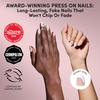 Glamnetic Press On Nails – Summer Fresco | Short Oval Fake Nails with Striped Blue French Tips & Lemon Accents | Salon Quality Summer Nails | 15 Sizes – 30 Nail Kit with Glue(French Muse)