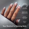 Glamnetic Press On Nails – Summer Fresco | Short Oval Fake Nails with Striped Blue French Tips & Lemon Accents | Salon Quality Summer Nails | 15 Sizes – 30 Nail Kit with Glue(French Muse)