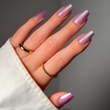 Glamnetic Press On Nails – Medium Coffin Fake Nails | Glazed Red Press On Nails, Salon Quality Kit with Glue | Runway Red – 30 Nail Set in 15 Sizes(2F – Oyster Opal)