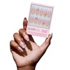Glamnetic Press On Nails – Summer Fresco | Short Oval Fake Nails with Striped Blue French Tips & Lemon Accents | Salon Quality Summer Nails | 15 Sizes – 30 Nail Kit with Glue(Capri Coast)