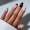 Glamnetic Press On Nails – Summer Fresco | Short Oval Fake Nails with Striped Blue French Tips & Lemon Accents | Salon Quality Summer Nails | 15 Sizes – 30 Nail Kit with Glue(Antipasto)