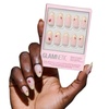 Glamnetic Press On Nails – Summer Fresco | Short Oval Fake Nails with Striped Blue French Tips & Lemon Accents | Salon Quality Summer Nails | 15 Sizes – 30 Nail Kit with Glue(Lady Luck)