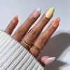 Glamnetic Press On Nails – Summer Fresco | Short Oval Fake Nails with Striped Blue French Tips & Lemon Accents | Salon Quality Summer Nails | 15 Sizes – 30 Nail Kit with Glue(Sunset Tide)