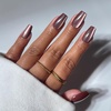 Glamnetic Press On Nails – Summer Fresco | Short Oval Fake Nails with Striped Blue French Tips & Lemon Accents | Salon Quality Summer Nails | 15 Sizes – 30 Nail Kit with Glue(Espresso Glow)