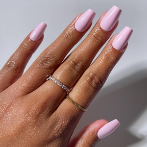 Glamnetic Press On Nails – Medium Coffin Fake Nails | Glazed Red Press On Nails, Salon Quality Kit with Glue | Runway Red – 30 Nail Set in 15 Sizes(1F – Pink Statement)