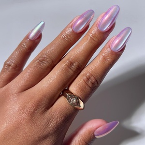 Glamnetic Press On Nails – Medium Coffin Fake Nails | Glazed Red Press On Nails, Salon Quality Kit with Glue | Runway Red – 30 Nail Set in 15 Sizes(2A – Oyster Pearl)