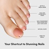 Glamnetic Press On Toenails – Natural Fake Nails | Sun-Kissed Coral Glazed Press On Toenails, Salon Quality Press On Nails Kit with Glue | Lush Coral – 32 Nail Set in 16 Sizes(Sheer Peach)