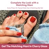 Glamnetic Press On Toenails – Natural Fake Nails | Sun-Kissed Coral Glazed Press On Toenails, Salon Quality Press On Nails Kit with Glue | Lush Coral – 32 Nail Set in 16 Sizes(Cherry Glaze)