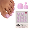 Glamnetic Press On Toenails – Natural Fake Nails | Sun-Kissed Coral Glazed Press On Toenails, Salon Quality Press On Nails Kit with Glue | Lush Coral – 32 Nail Set in 16 Sizes(7 – Juicy)