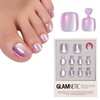 Glamnetic Press On Toenails – Natural Fake Nails | Sun-Kissed Coral Glazed Press On Toenails, Salon Quality Press On Nails Kit with Glue | Lush Coral – 32 Nail Set in 16 Sizes(1 – Oyster)