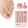 Glamnetic Press On Toenails – Natural Fake Nails | Sun-Kissed Coral Glazed Press On Toenails, Salon Quality Press On Nails Kit with Glue | Lush Coral – 32 Nail Set in 16 Sizes(Sheer Peach)