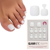 Glamnetic Press On Toenails – Natural Fake Nails | Sun-Kissed Coral Glazed Press On Toenails, Salon Quality Press On Nails Kit with Glue | Lush Coral – 32 Nail Set in 16 Sizes(4 – White Swan)
