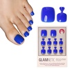 Glamnetic Press On Toenails – Natural Fake Nails | Sun-Kissed Coral Glazed Press On Toenails, Salon Quality Press On Nails Kit with Glue | Lush Coral – 32 Nail Set in 16 Sizes(Cobalt Blue)