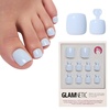 Glamnetic Press On Toenails – Natural Fake Nails | Sun-Kissed Coral Glazed Press On Toenails, Salon Quality Press On Nails Kit with Glue | Lush Coral – 32 Nail Set in 16 Sizes(Blueberry Milk)