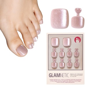 Glamnetic Press On Toenails – Natural Fake Nails | Sun-Kissed Coral Glazed Press On Toenails, Salon Quality Press On Nails Kit with Glue | Lush Coral – 32 Nail Set in 16 Sizes(The Vow)